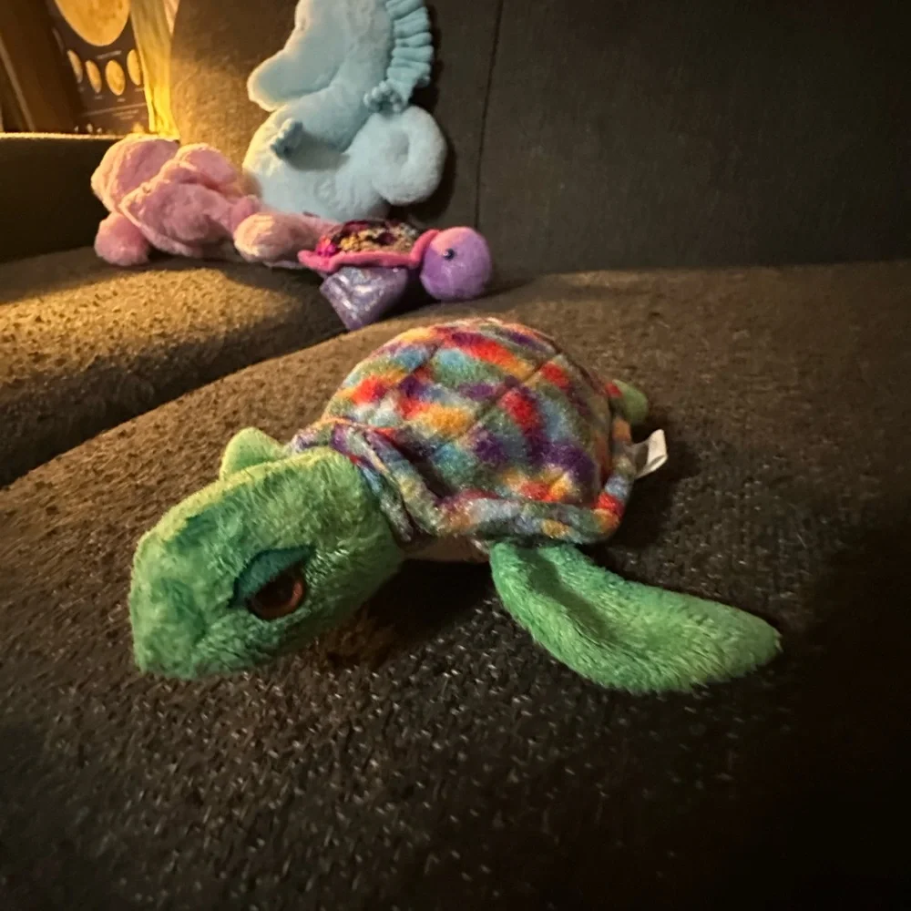 Sea Animal Plush Toy Set - Seahorse, Dolphin with Baby, Turtles